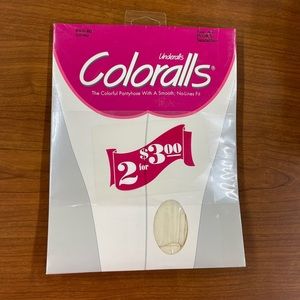 Vintage 1990 Coloralls Ivory Sandalfoot Pantyhose Double Pack Size A-B